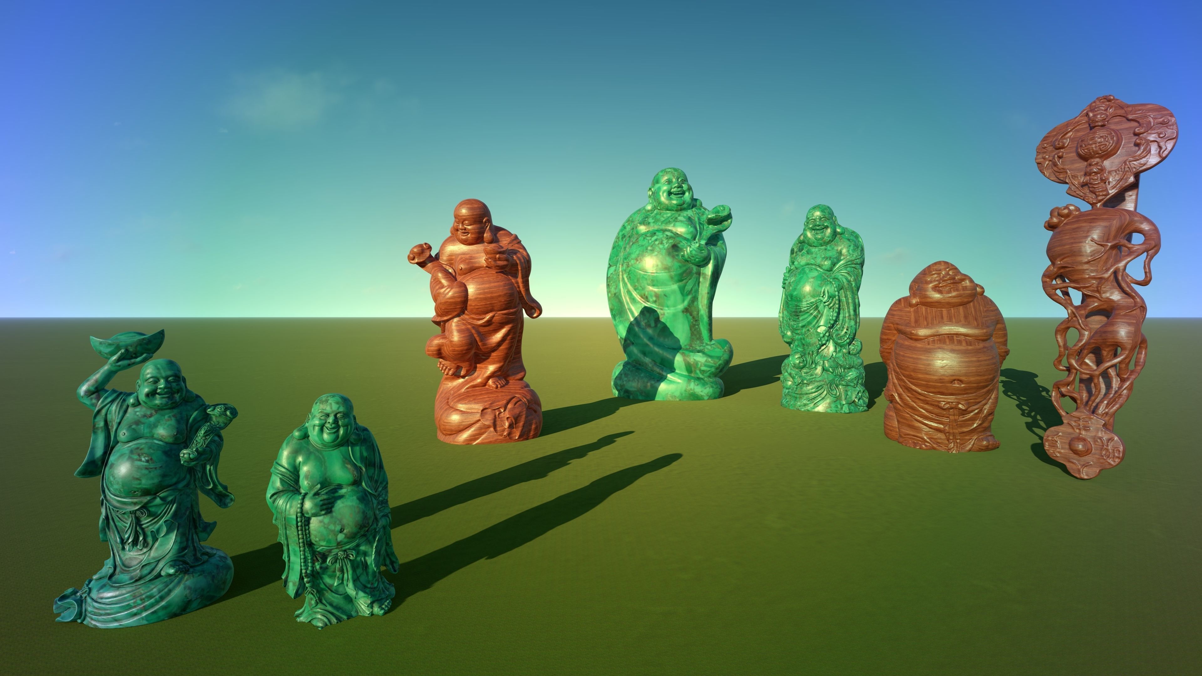 Buddhad chinese statue Low-poly 3D model_2