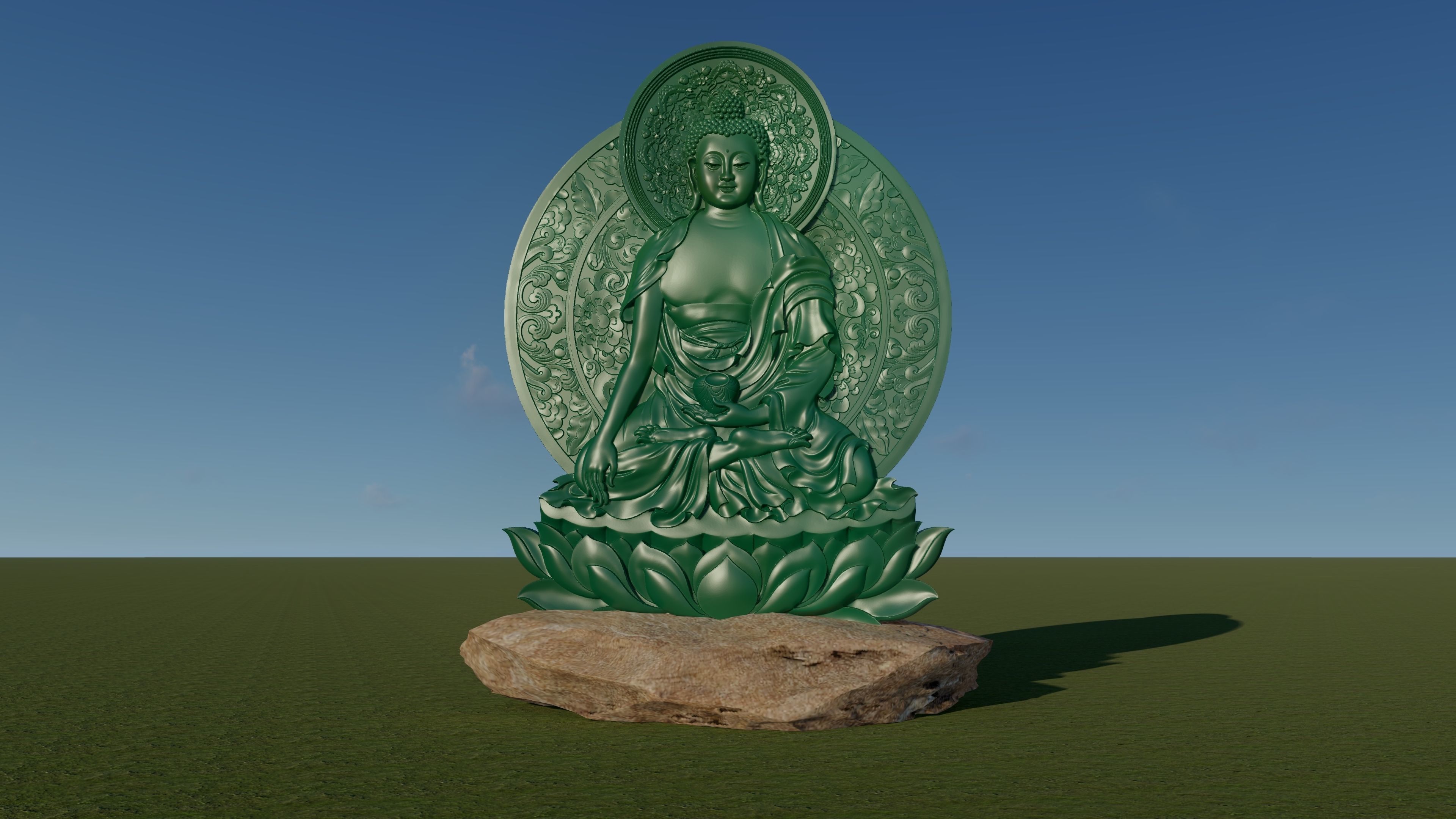 Buddhad chinese statue Low-poly 3D model_5
