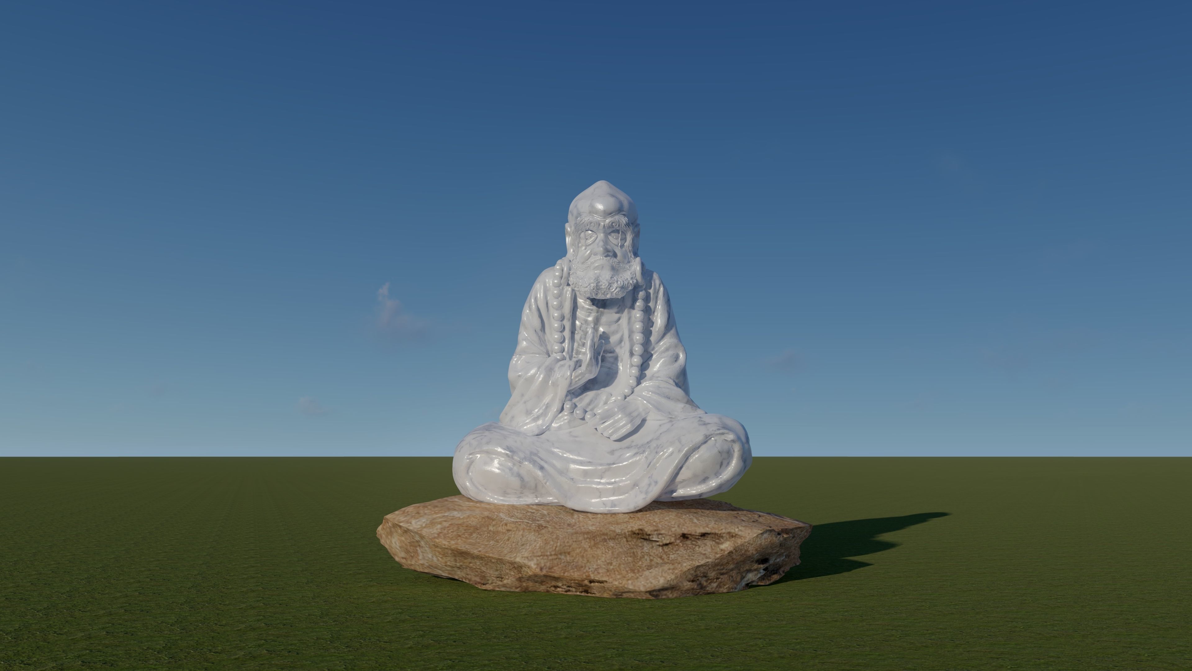 Buddhad chinese statue Low-poly 3D model_6