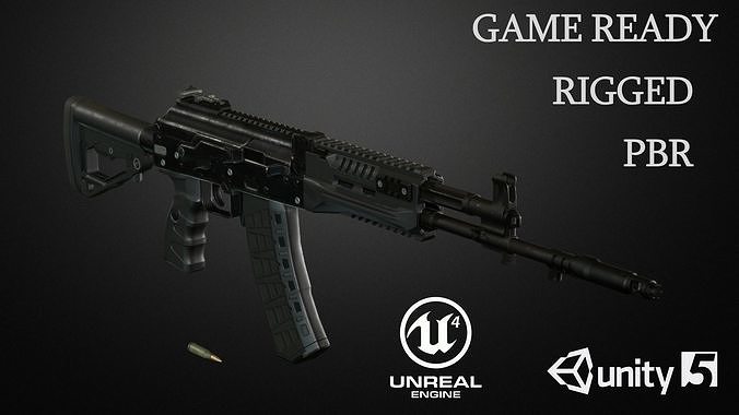 AK-12 Assault rifle Low-poly 3D model