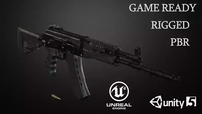 AK-12 Assault rifle Low-poly 3D model