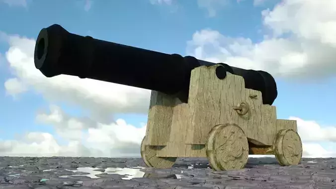 4ib Naval Long Gun Low-poly 3D model