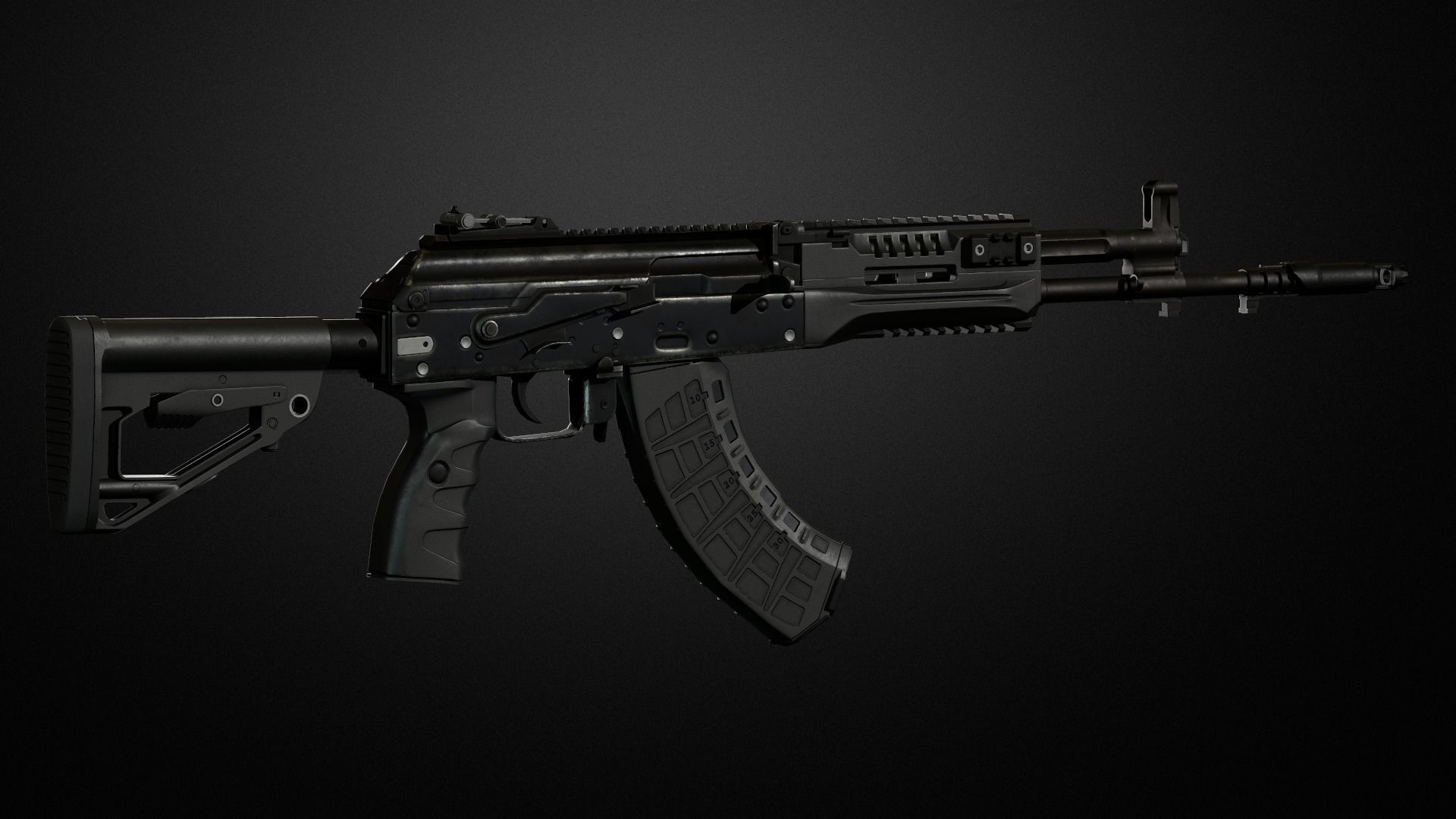 AK-15 Assault rifle Low-poly 3D model_4