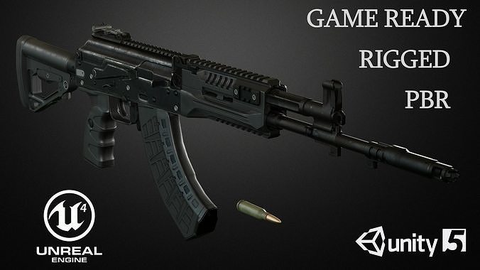 AK-15 Assault rifle Low-poly 3D model