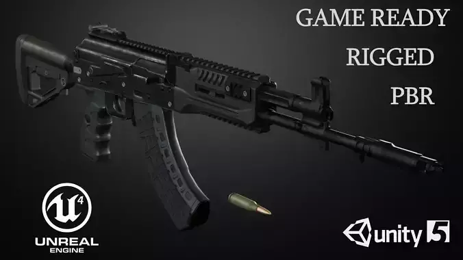 AK-15 Assault rifle Low-poly 3D model