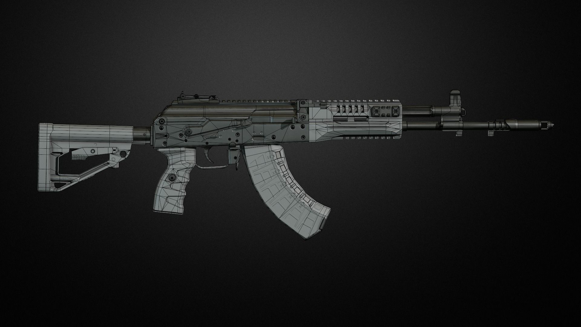 AK-15 Assault rifle Low-poly 3D model_7