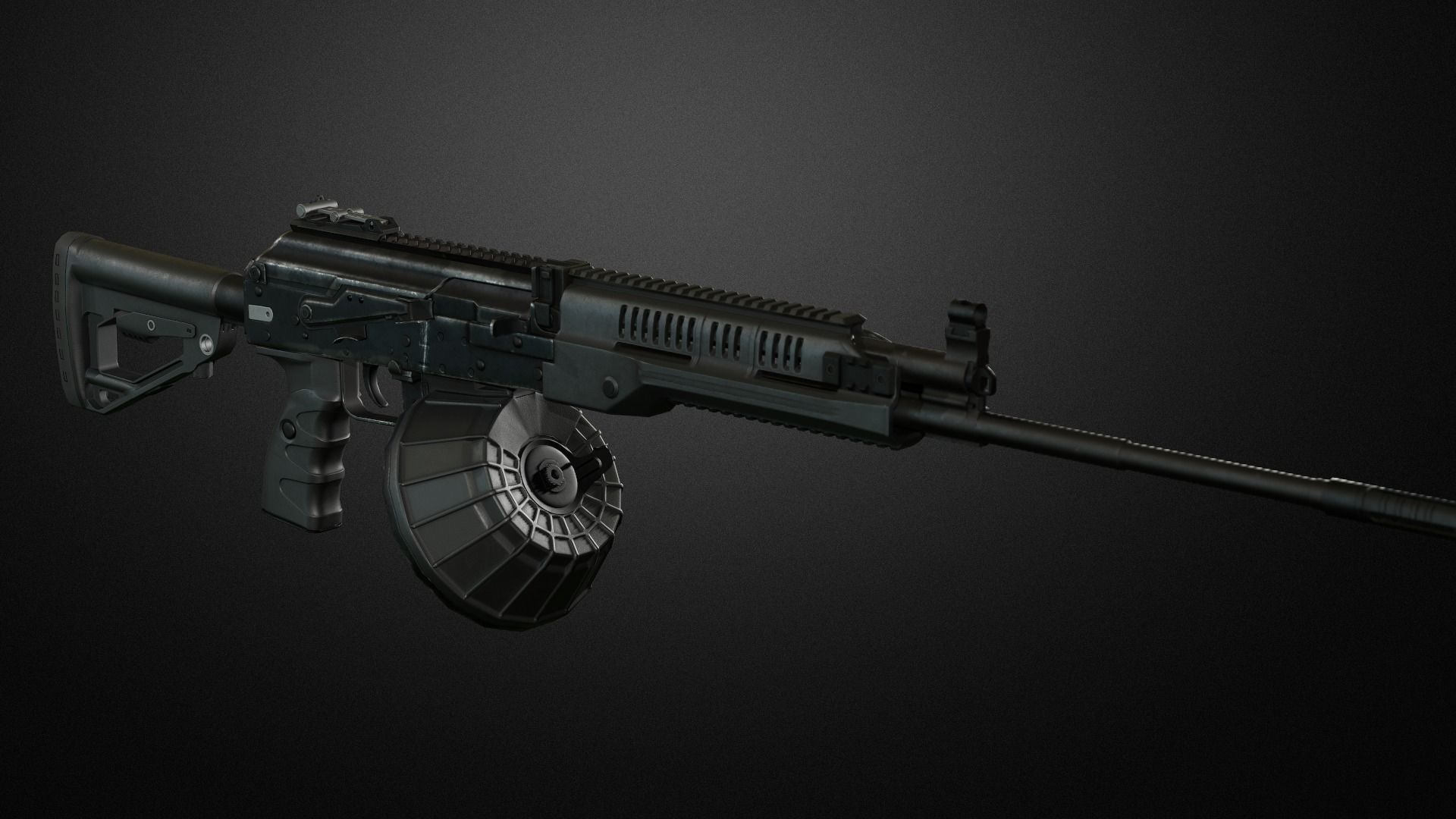 RPK-16 Machinegun  Low-poly 3D model_1