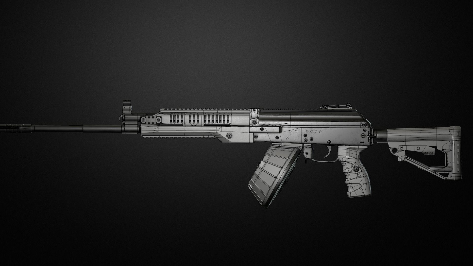 RPK-16 Machinegun  Low-poly 3D model_7