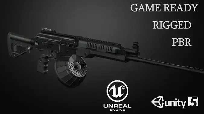 RPK-16 Machinegun  Low-poly 3D model