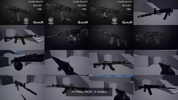 AK Rifles PACK 3D Model Collection