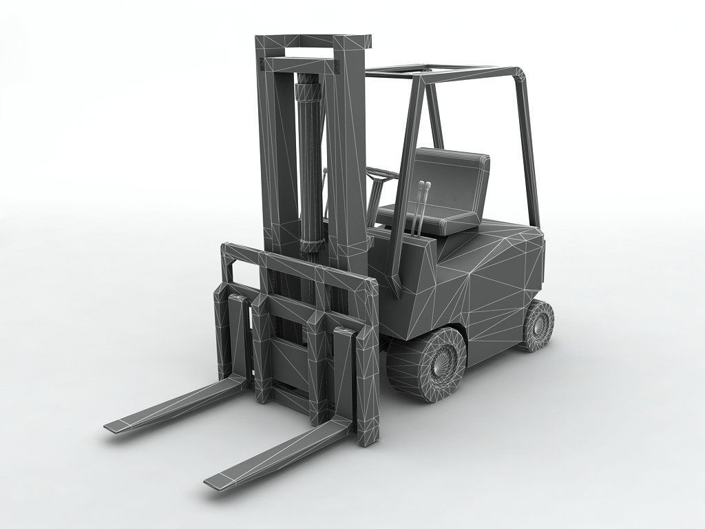 Forklift truck Low-poly 3D model_2