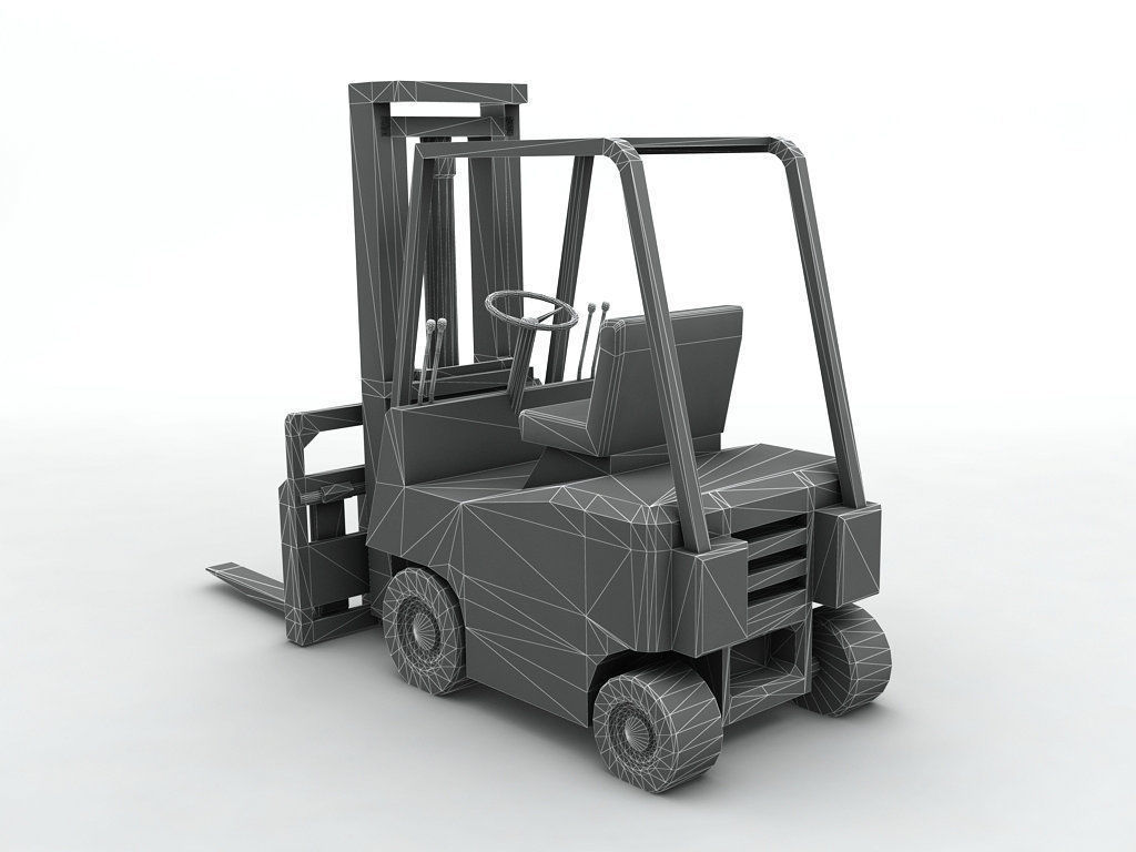 Forklift truck Low-poly 3D model_3