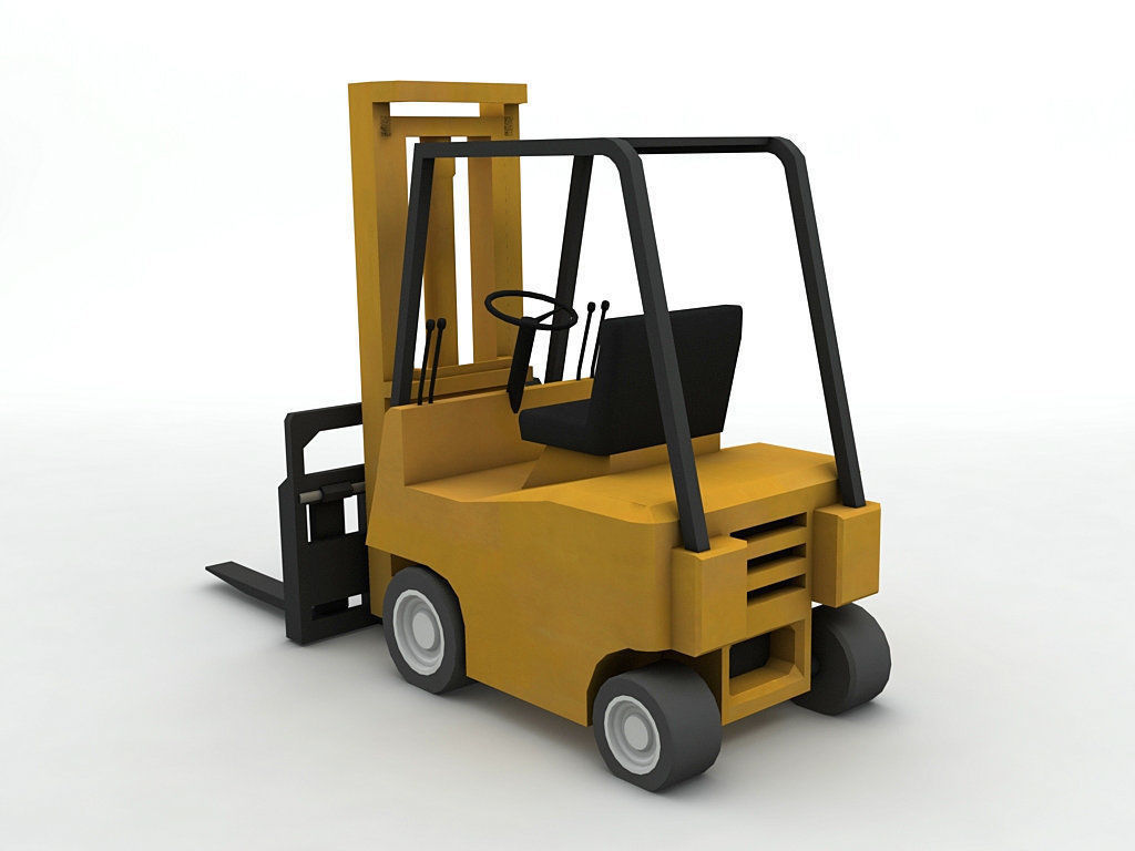 Forklift truck Low-poly 3D model_1