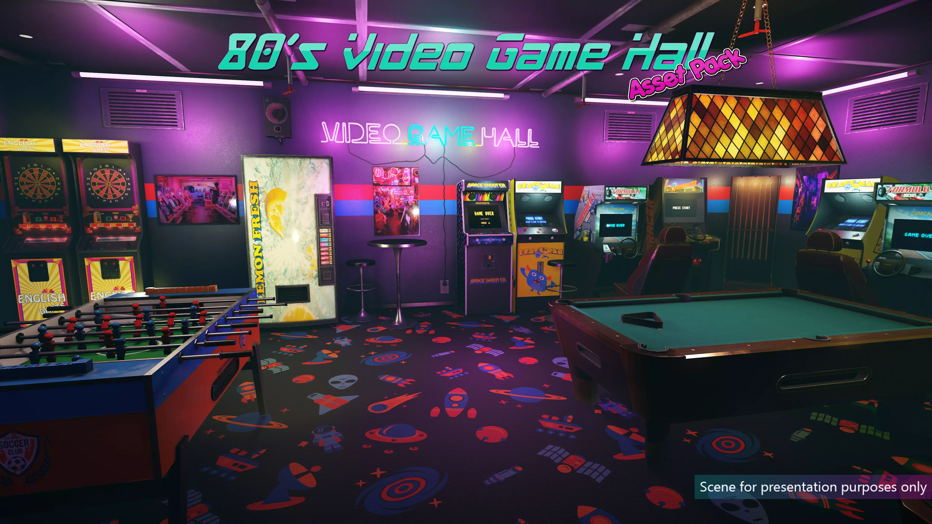 Low-Poly 80s Video Game Hall Pack Low-poly 3D model_0