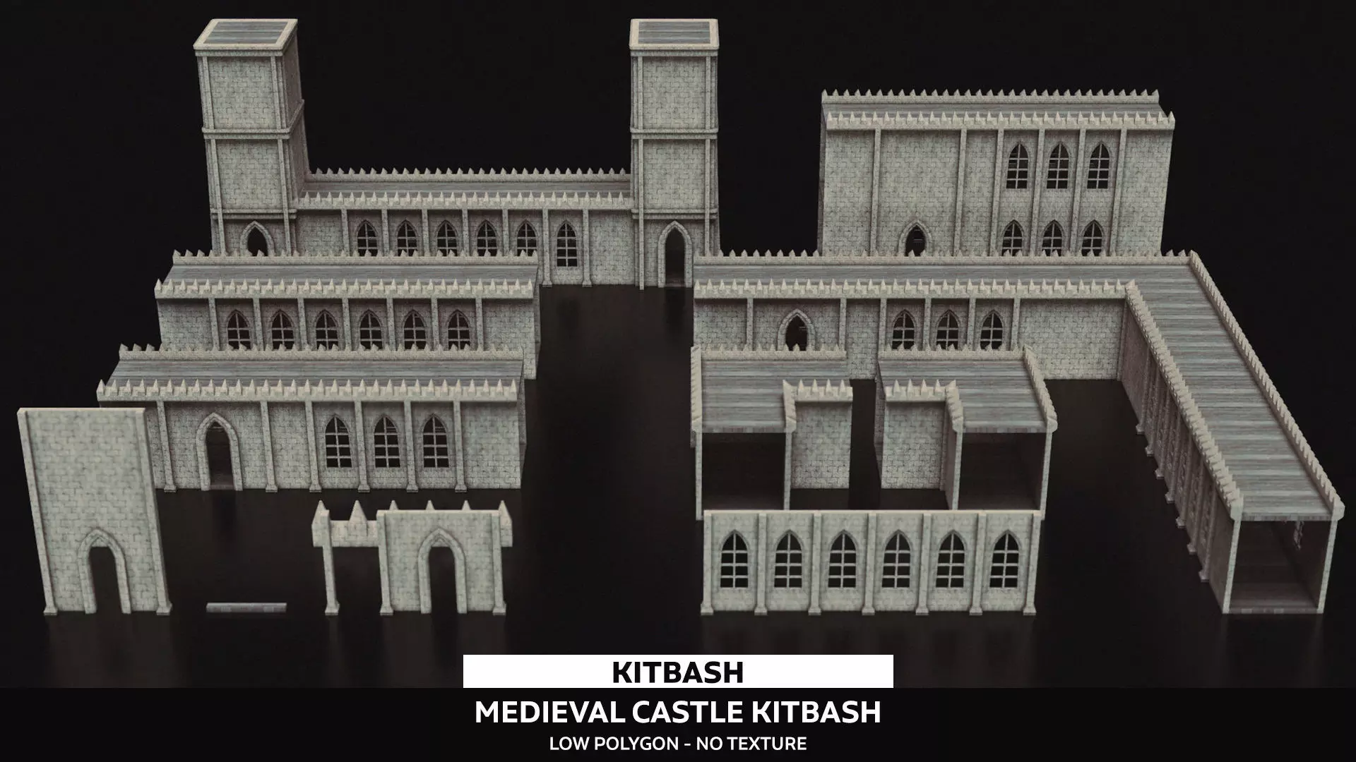 Medieval Kitbash 02 Low-poly 3D model_0