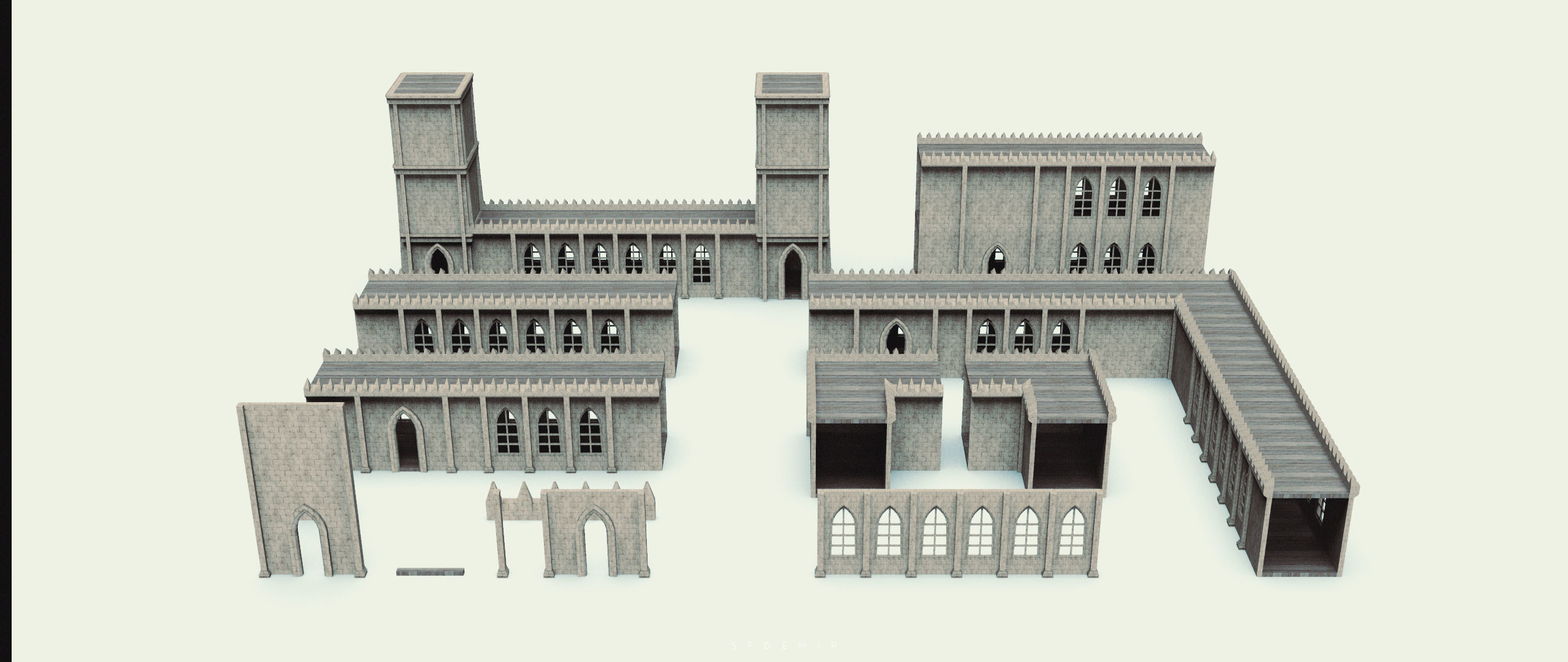 Medieval Kitbash 02 Low-poly 3D model_5