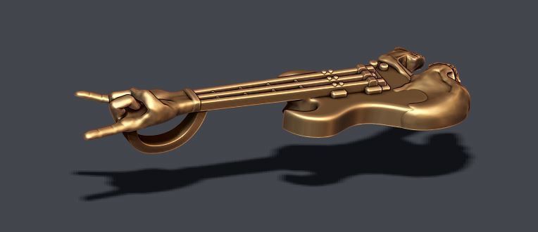 skull guitar pendant 3D print model_5