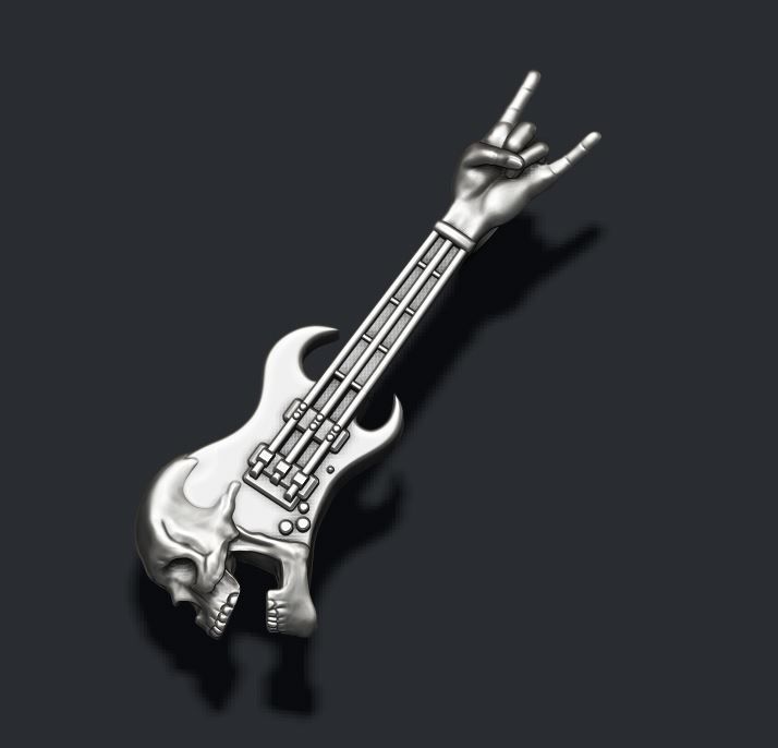 skull guitar pendant 3D print model_1
