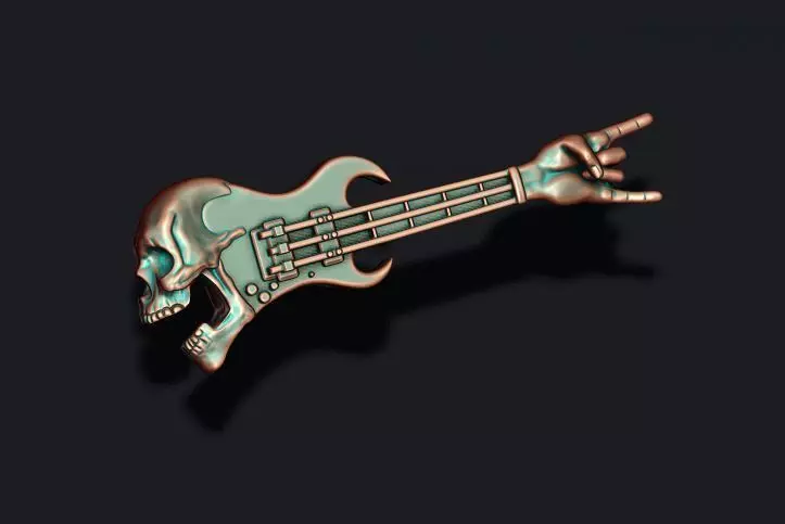 skull guitar pendant 3D print model_0
