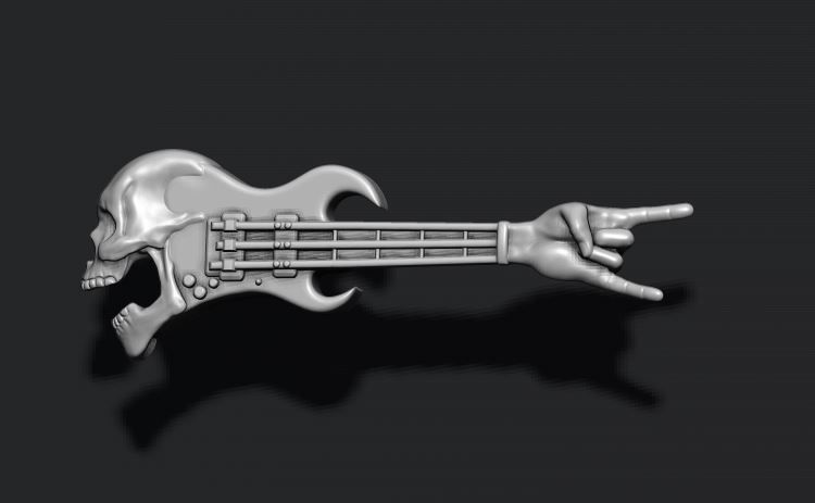 skull guitar pendant 3D print model_4