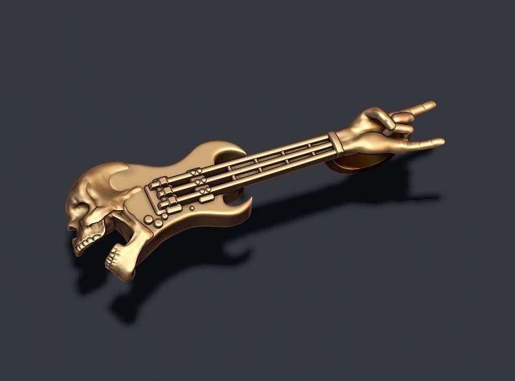 skull guitar pendant 3D print model_2