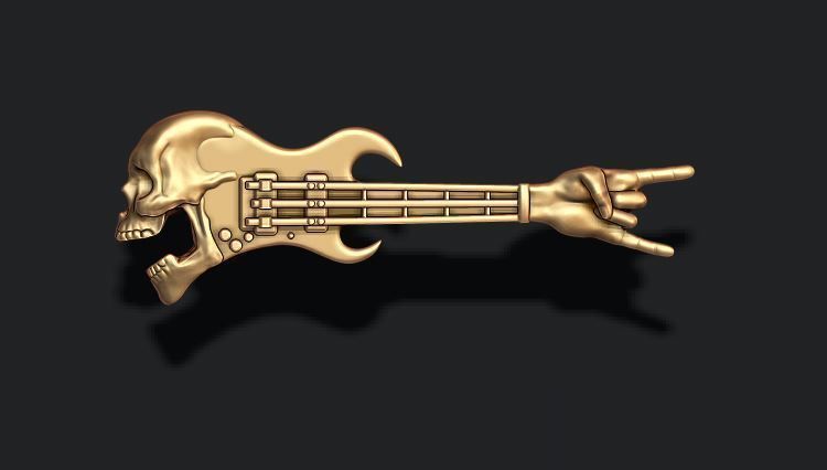 skull guitar pendant 3D print model_3