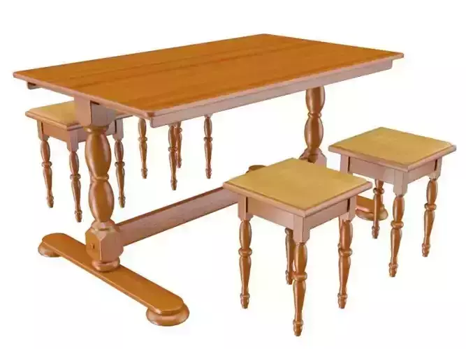 Wooden dining table 3D model
