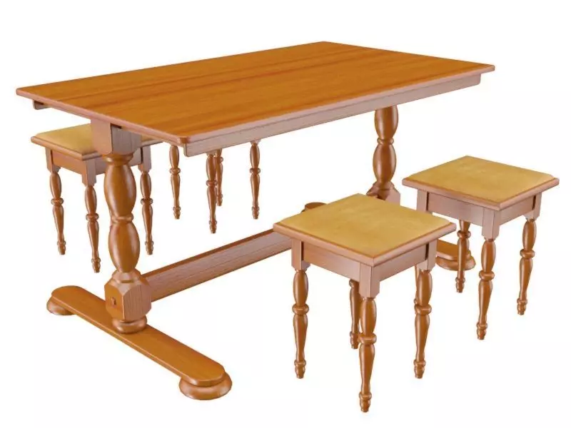Wooden dining table 3D model_0