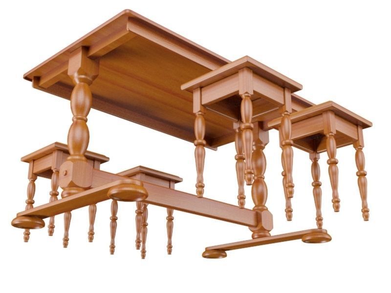 Wooden dining table 3D model_2