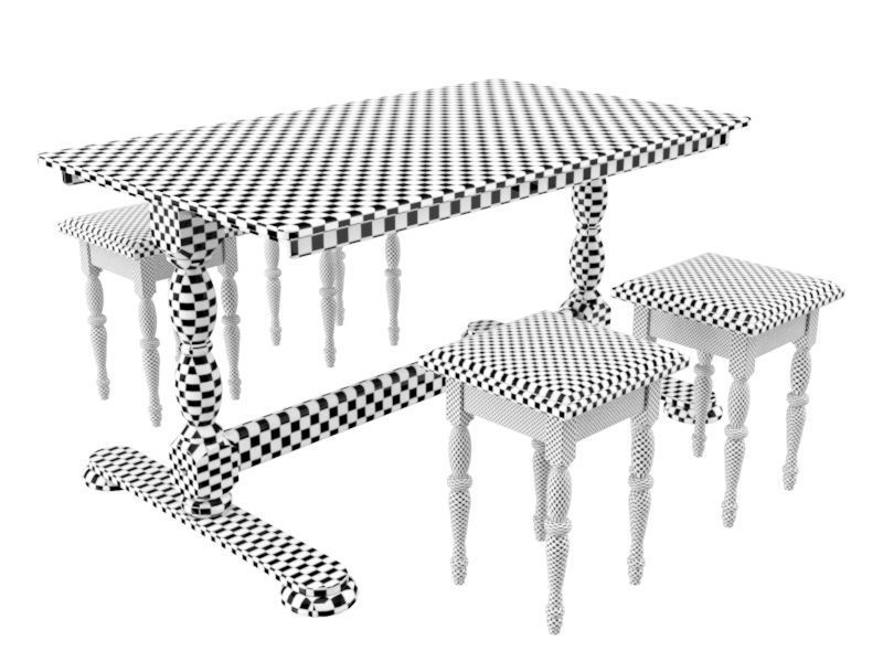 Wooden dining table 3D model_7