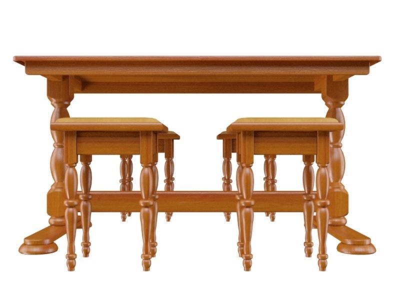 Wooden dining table 3D model_3