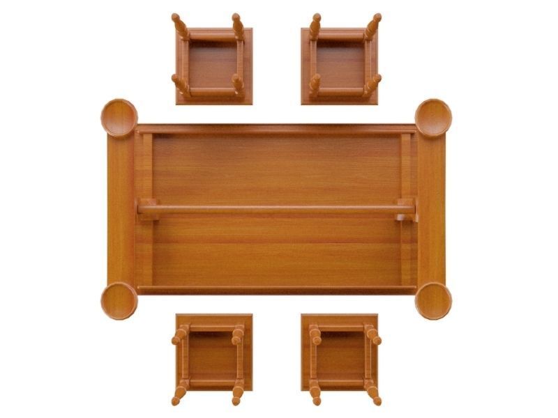 Wooden dining table 3D model_6