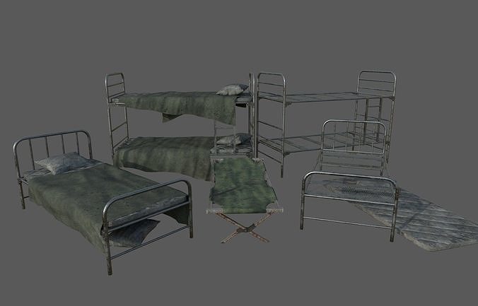 Military Beds Pack Low-poly 3D model