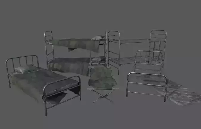 Military Beds Pack Low-poly 3D model