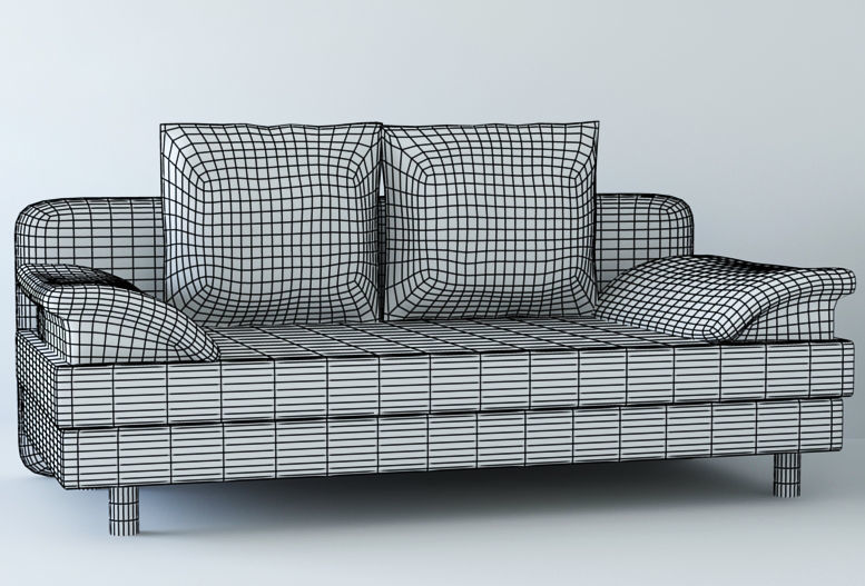 Low poly fabric armchair sofa  Low-poly 3D model_9