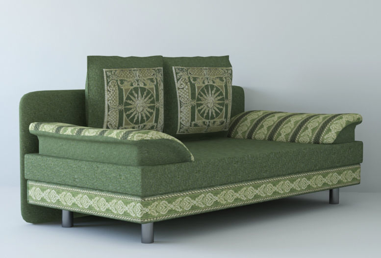 Low poly fabric armchair sofa  Low-poly 3D model_2