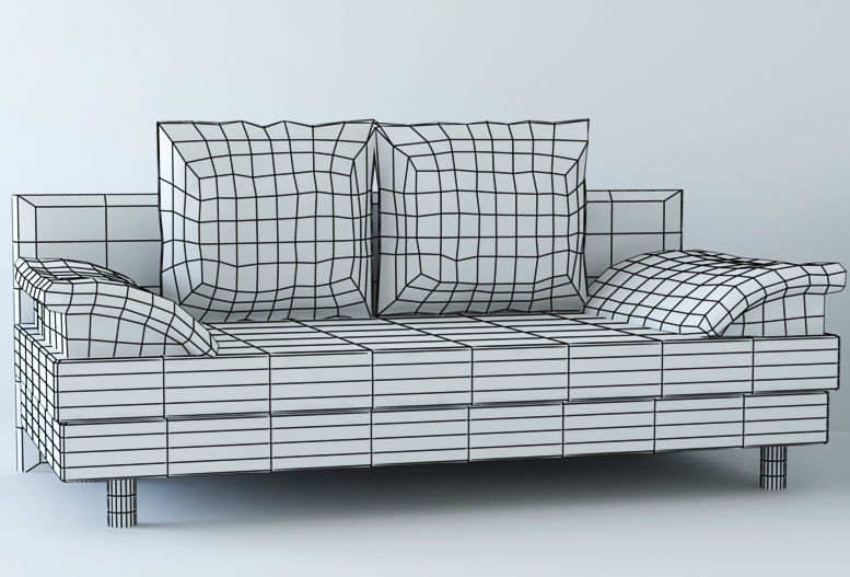 Low poly fabric armchair sofa  Low-poly 3D model_10
