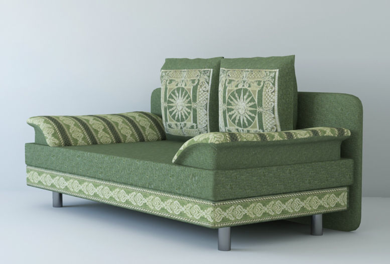 Low poly fabric armchair sofa  Low-poly 3D model_4