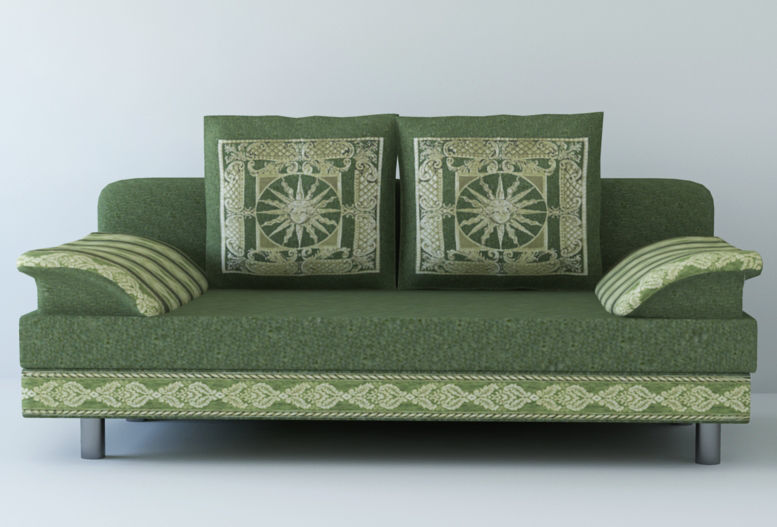 Low poly fabric armchair sofa  Low-poly 3D model_1