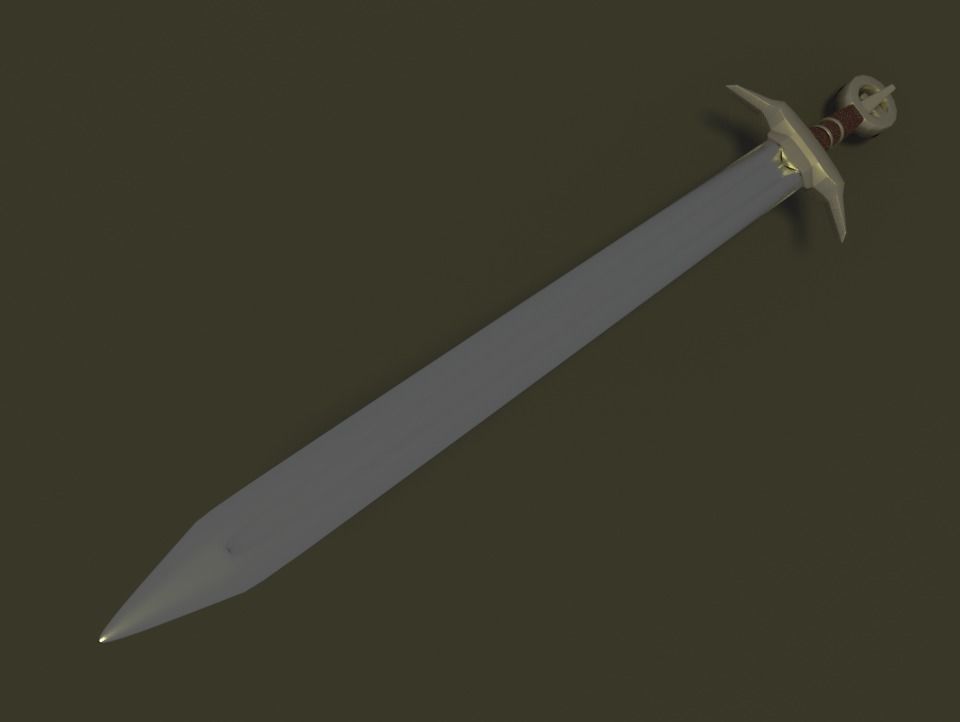 Medieval Sword and Shield 3D model_2