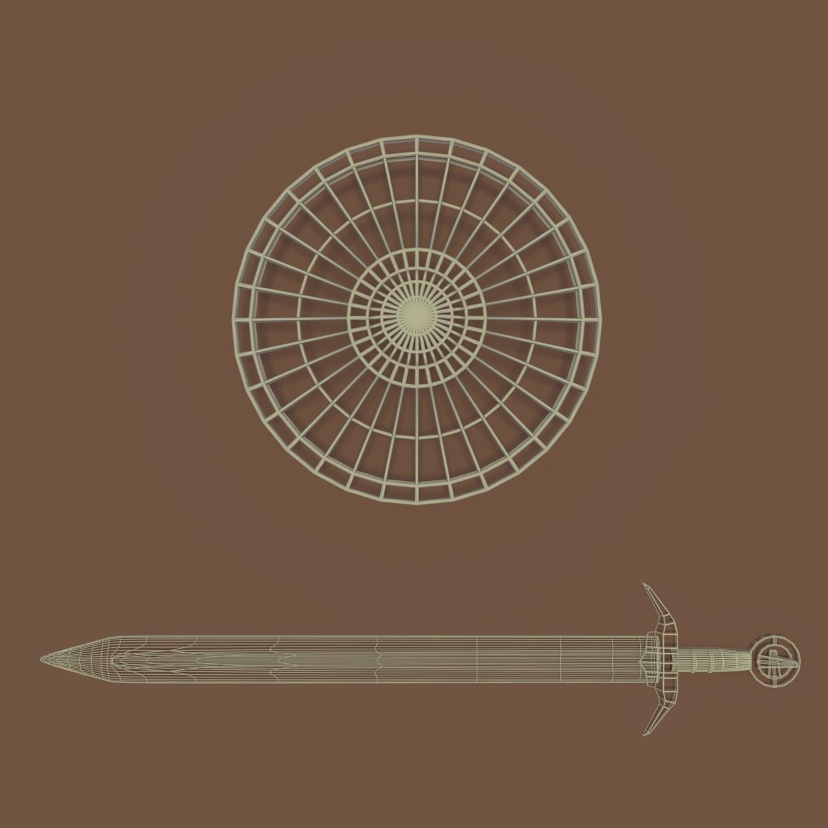 Medieval Sword and Shield 3D model_5