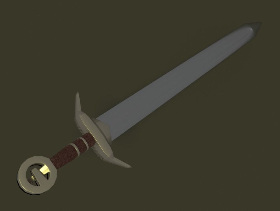 Medieval Sword and Shield 3D model_3