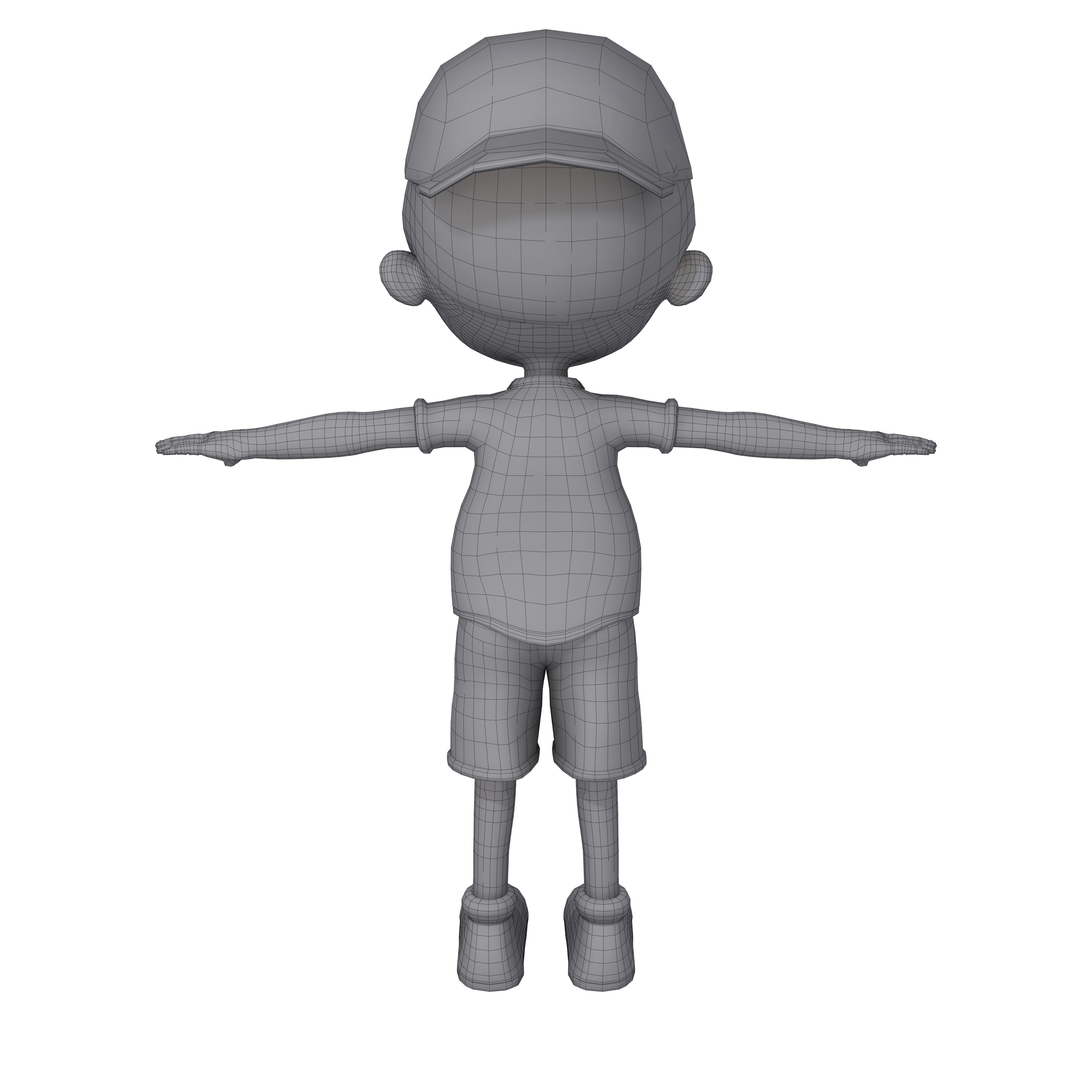 Cartoon boy with hat 3D model_8