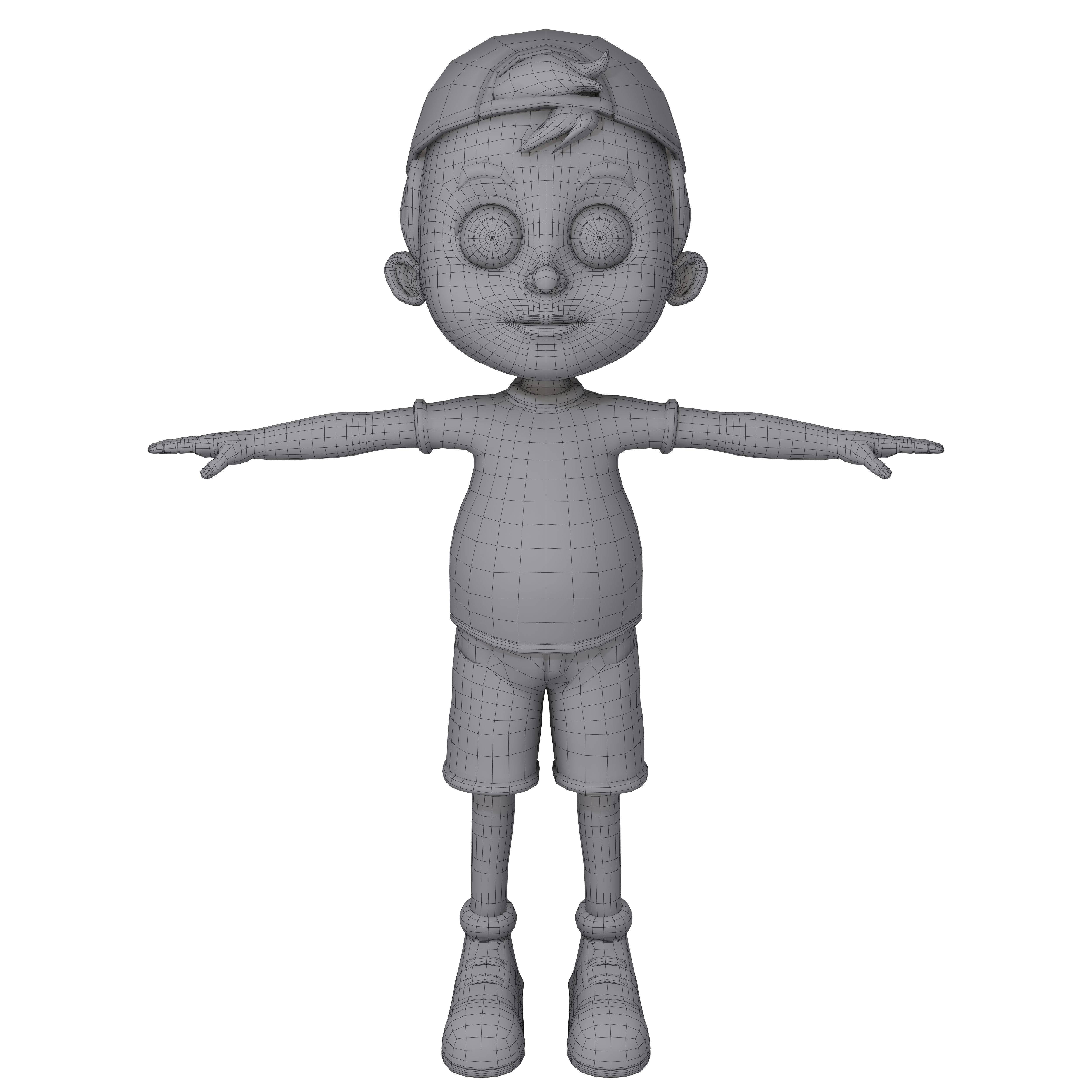 Cartoon boy with hat 3D model_6