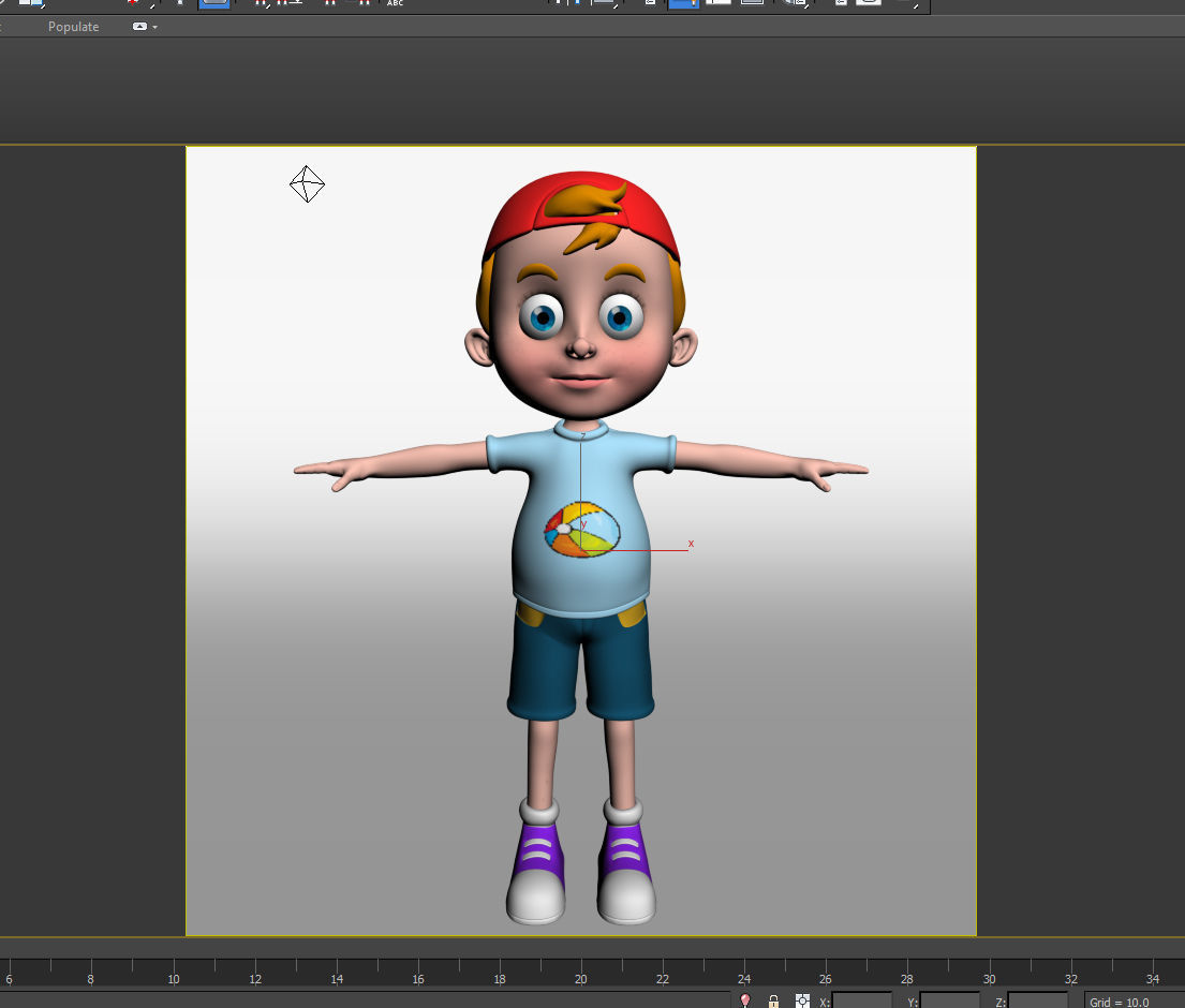 Cartoon boy with hat 3D model_24