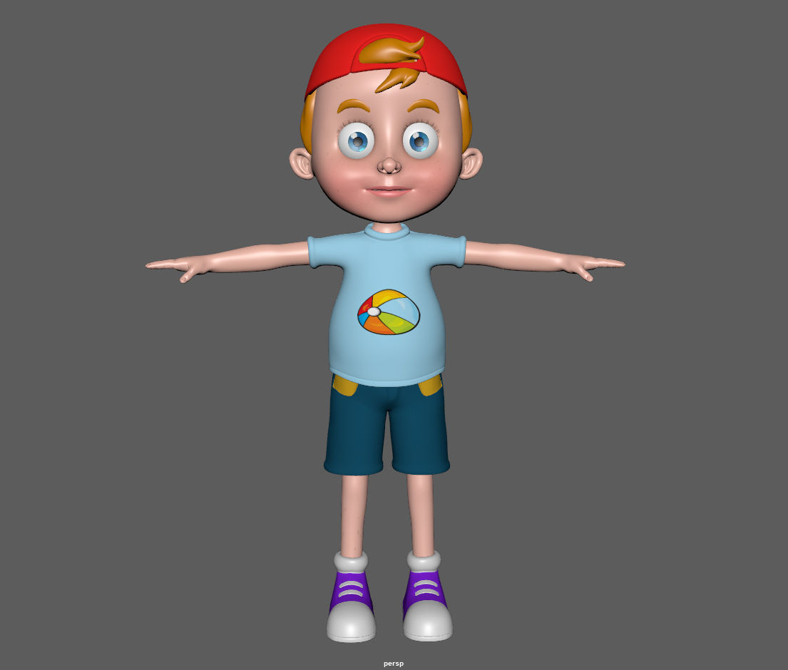 Cartoon boy with hat 3D model_9