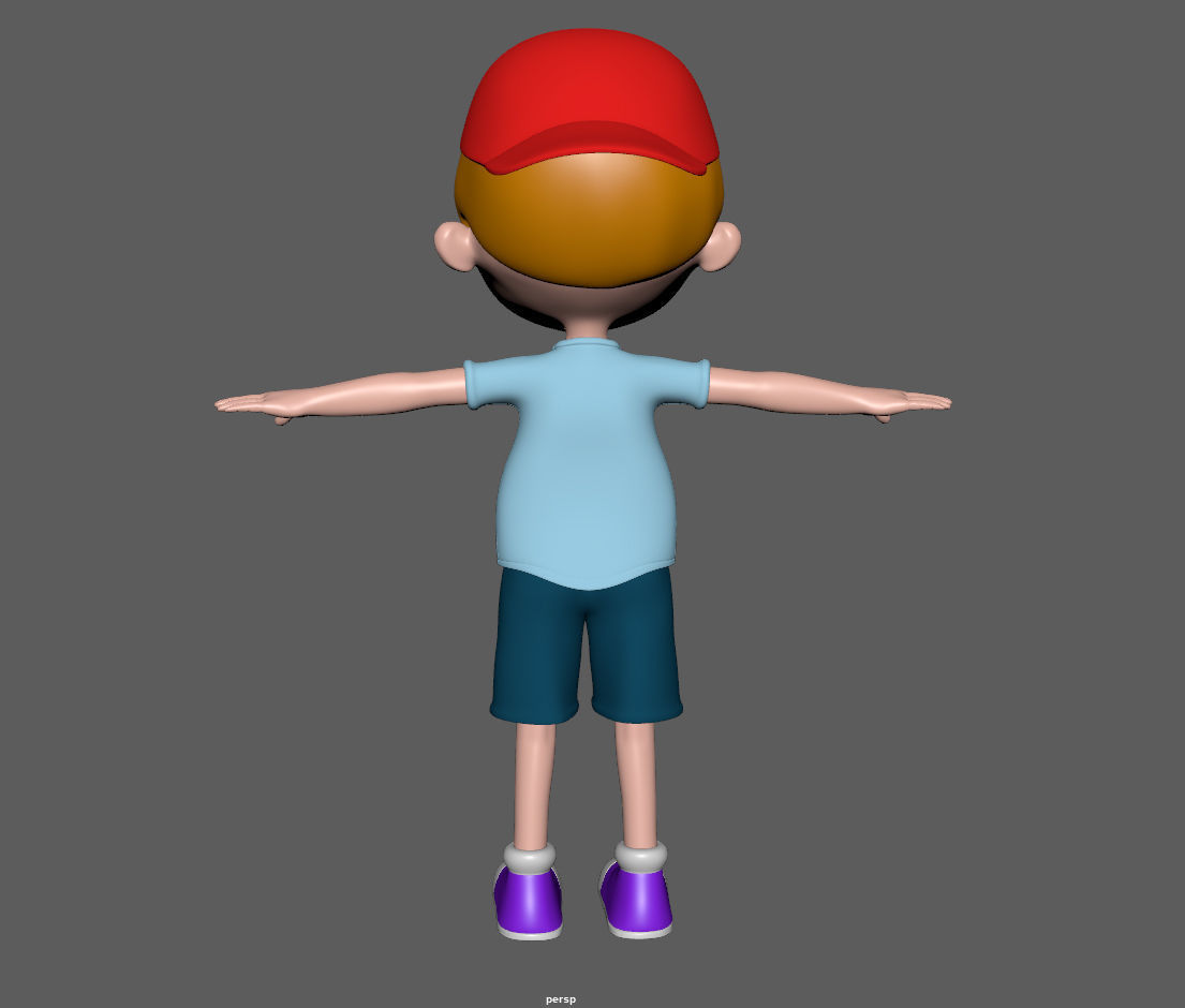 Cartoon boy with hat 3D model_12