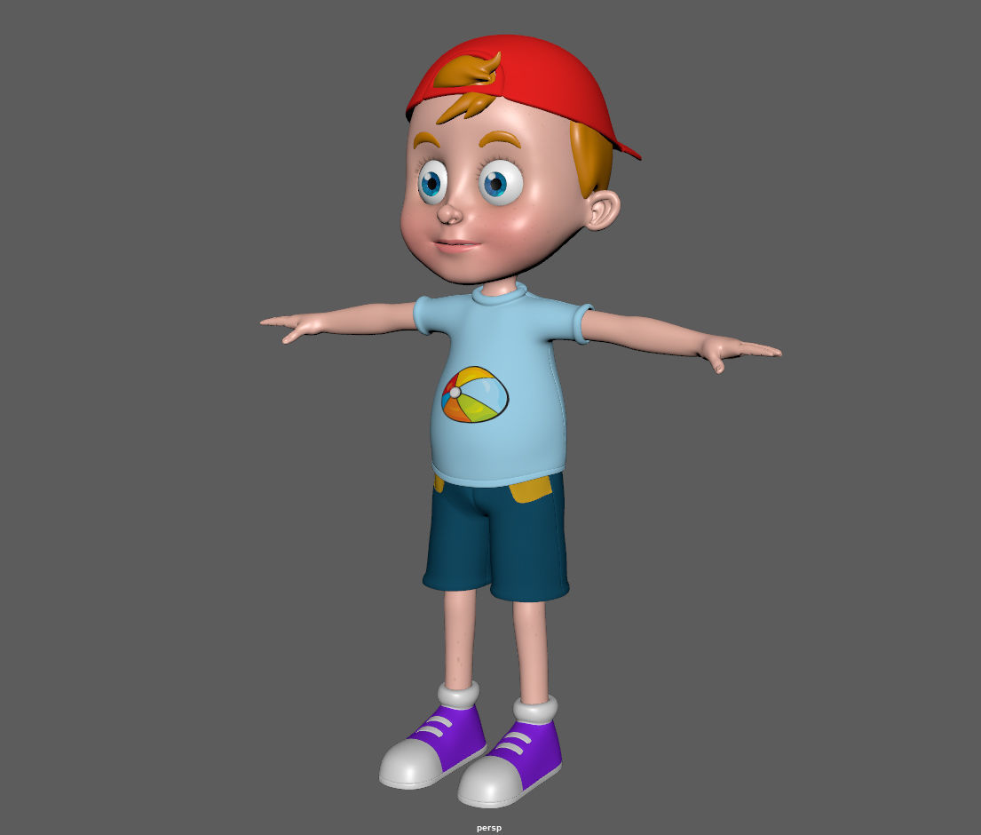 Cartoon boy with hat 3D model_13