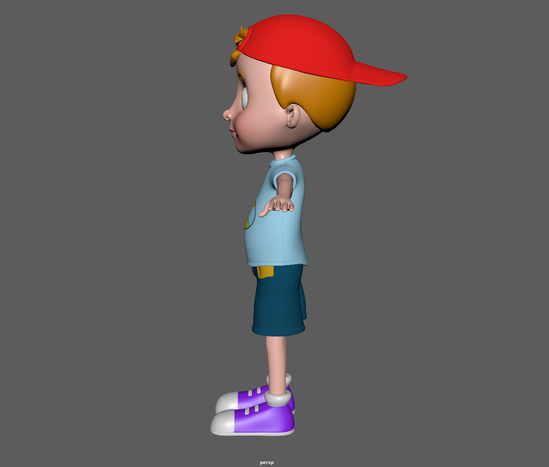 Cartoon boy with hat 3D model_10
