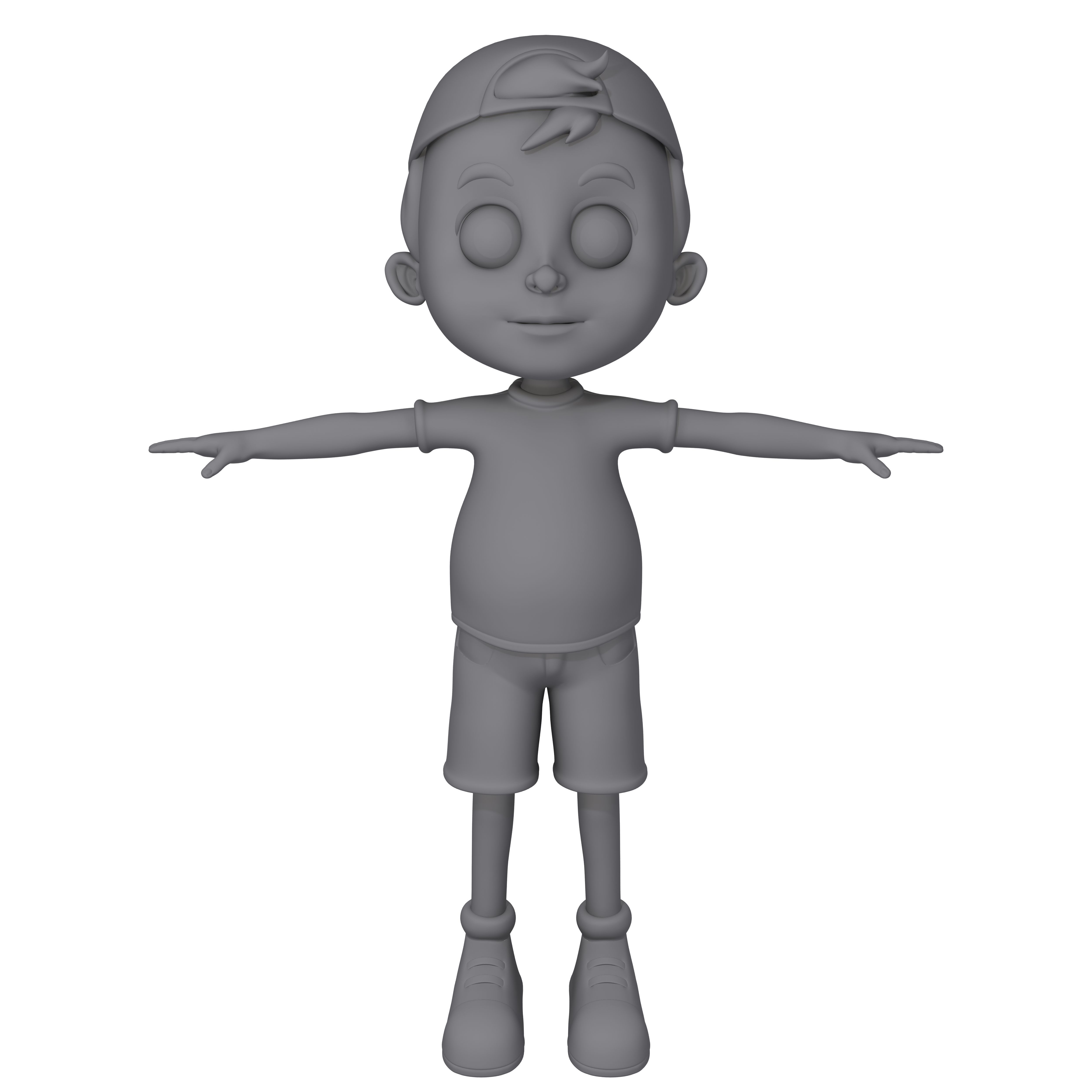 Cartoon boy with hat 3D model_3